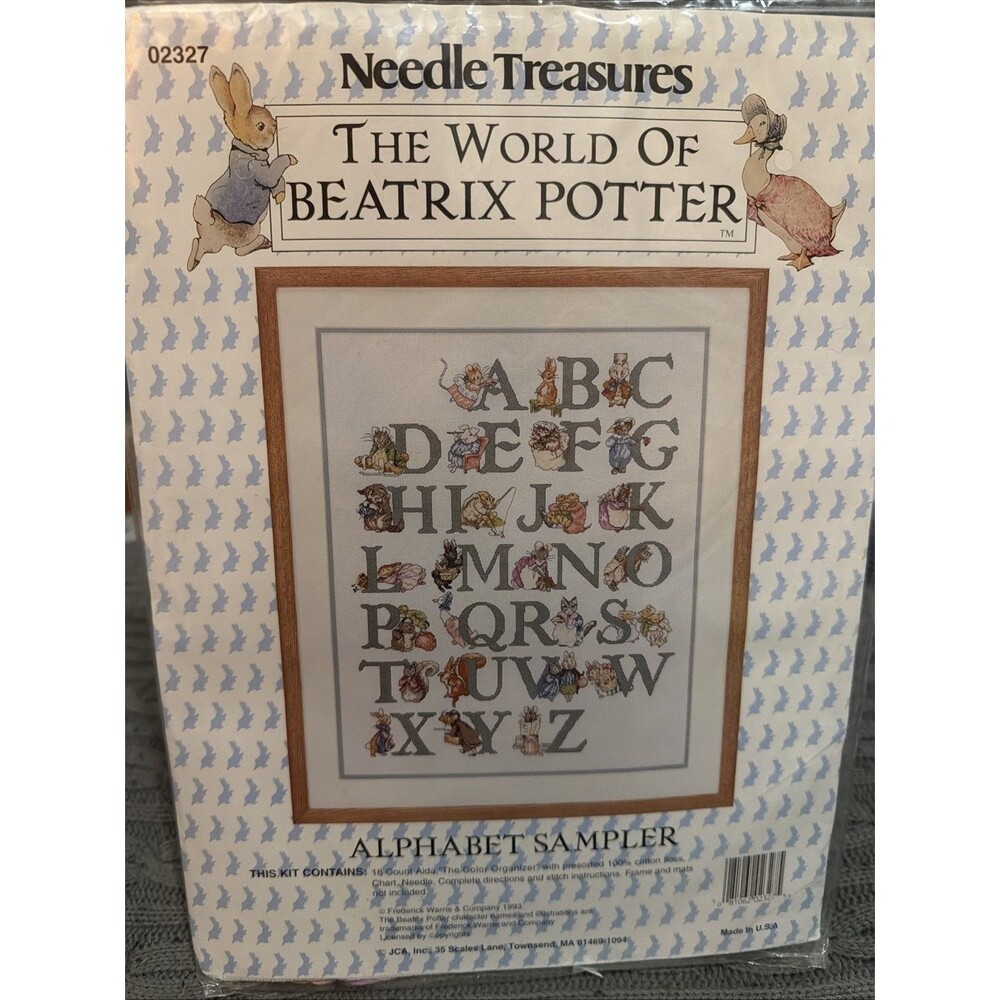 VTG Needle Treasures Beatrix Potter Alphabet Sampler New Sealed Stitch Made USA